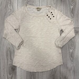 Lucky Brand Cream Long Sleeve Buttoned sheer soft top. Size small, Boho fit.